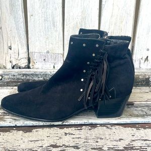 Sam Edelman Paige Ankle Boot Black Suede Fringe
